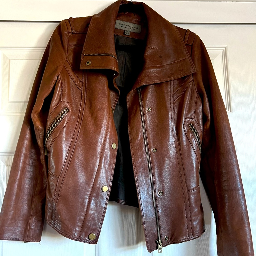 Marc Jacobs Andrew Marc Brown Leather Jacket